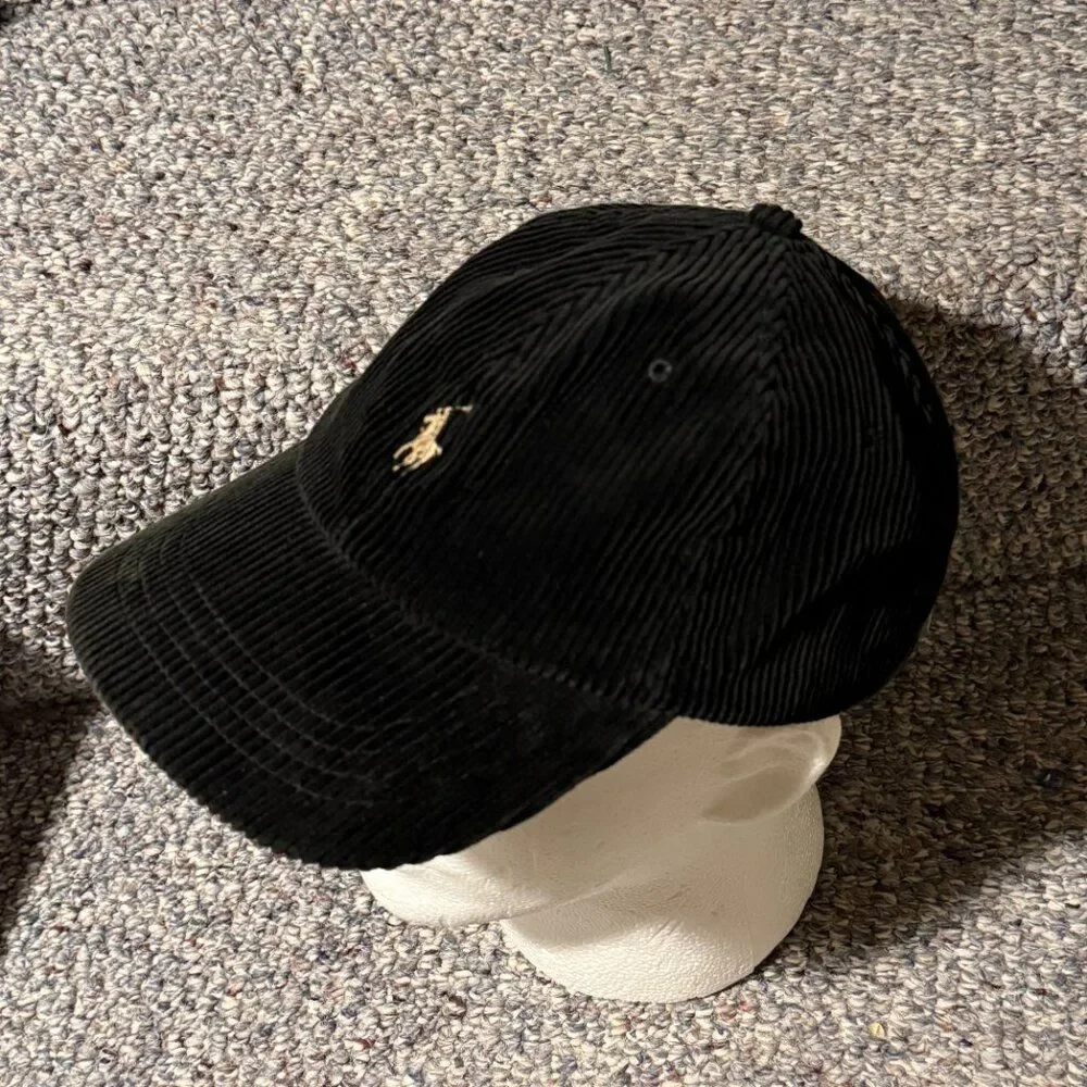 NWT Vintage Polo Ralph Lauren Corduroy Cap Leather Strap 100% Cotton OSFA